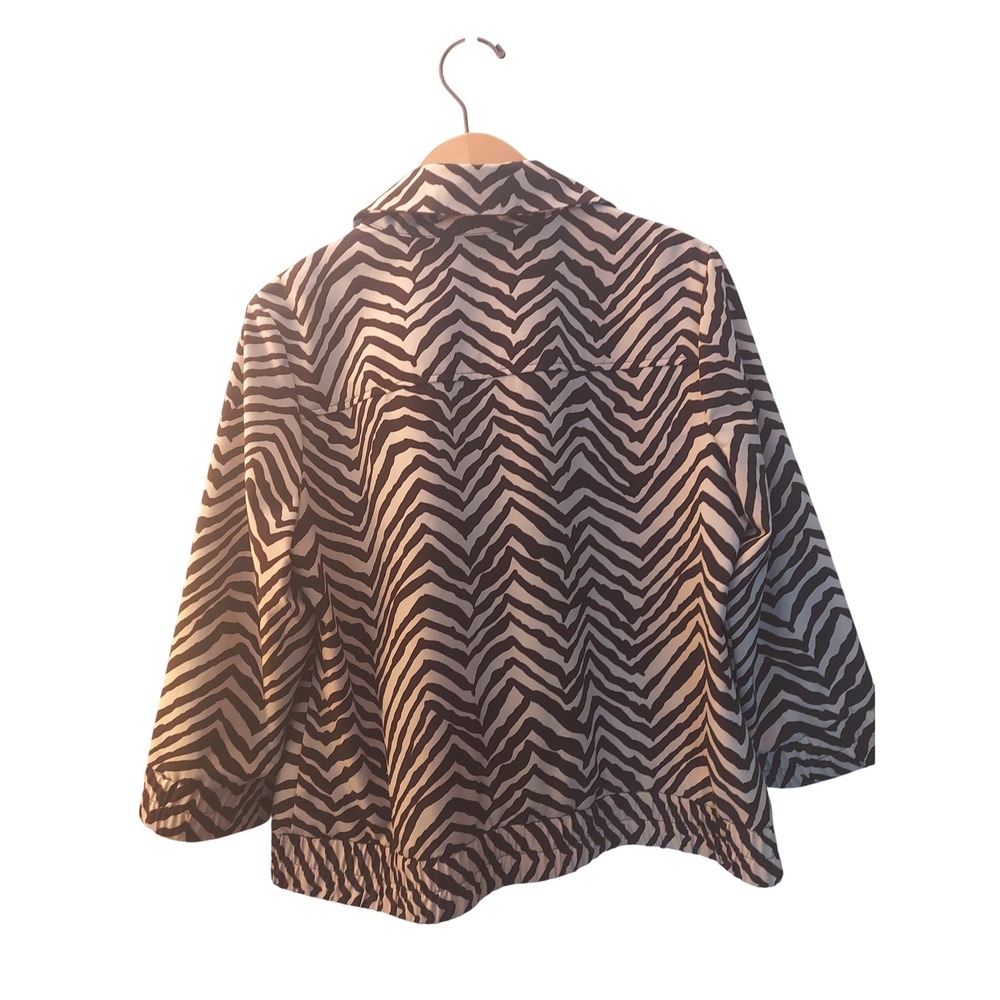 Chicos Zenergy Chic Zebra Print Y2K Revival Jacket Brown Cream Snap Front 1 M - Picture 7 of 8